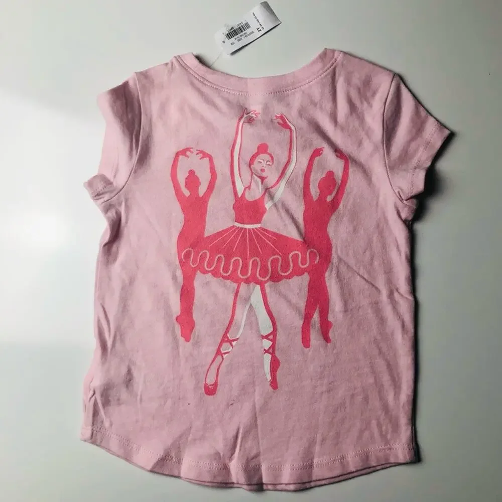Old Navy Baby Pink Dance Graphic Short Sleeve Tee 2T